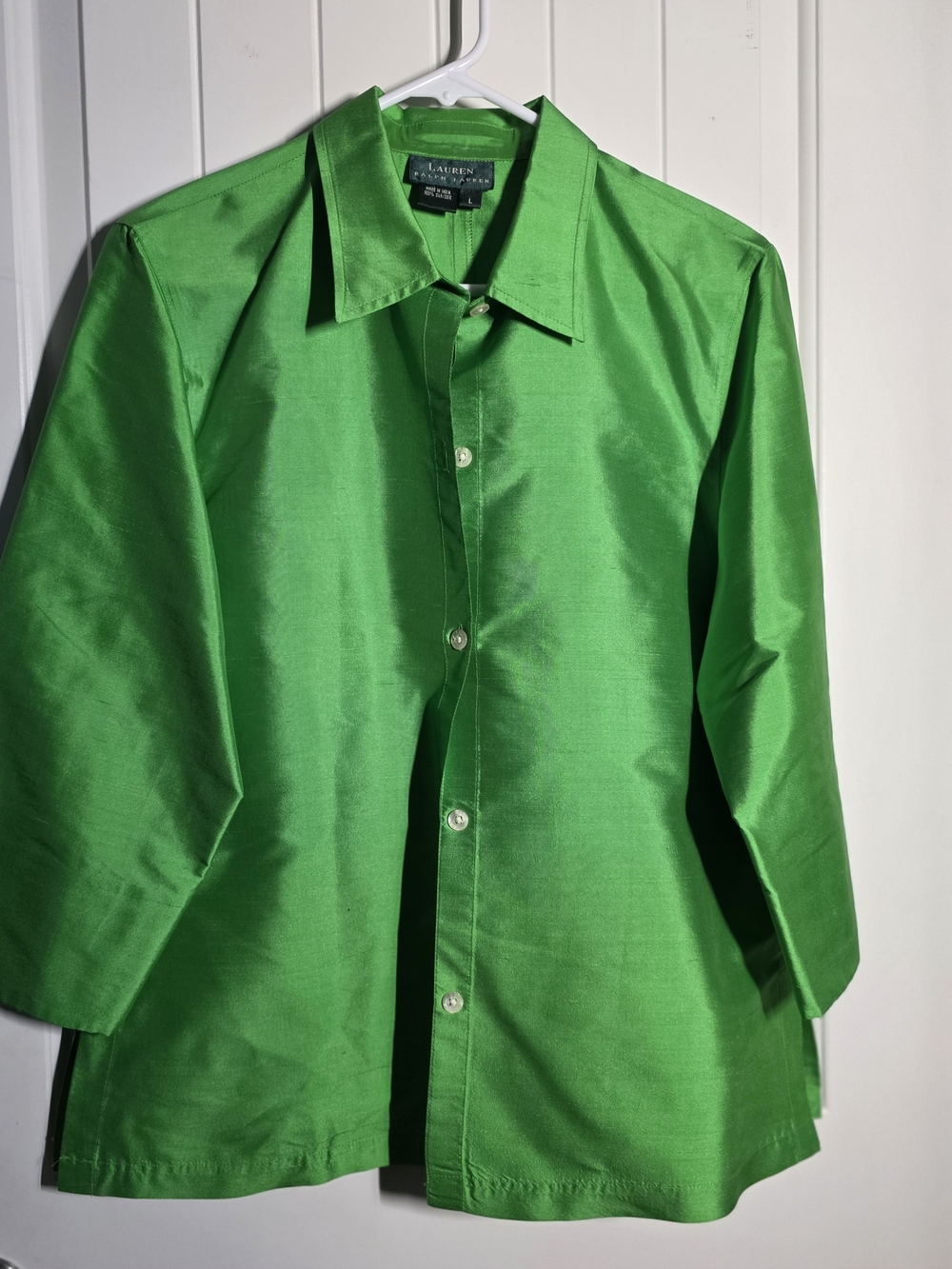 Ralph Lauren Bright Green 100% Silk Two-Piece Pantsuit - Picture 2 of 15